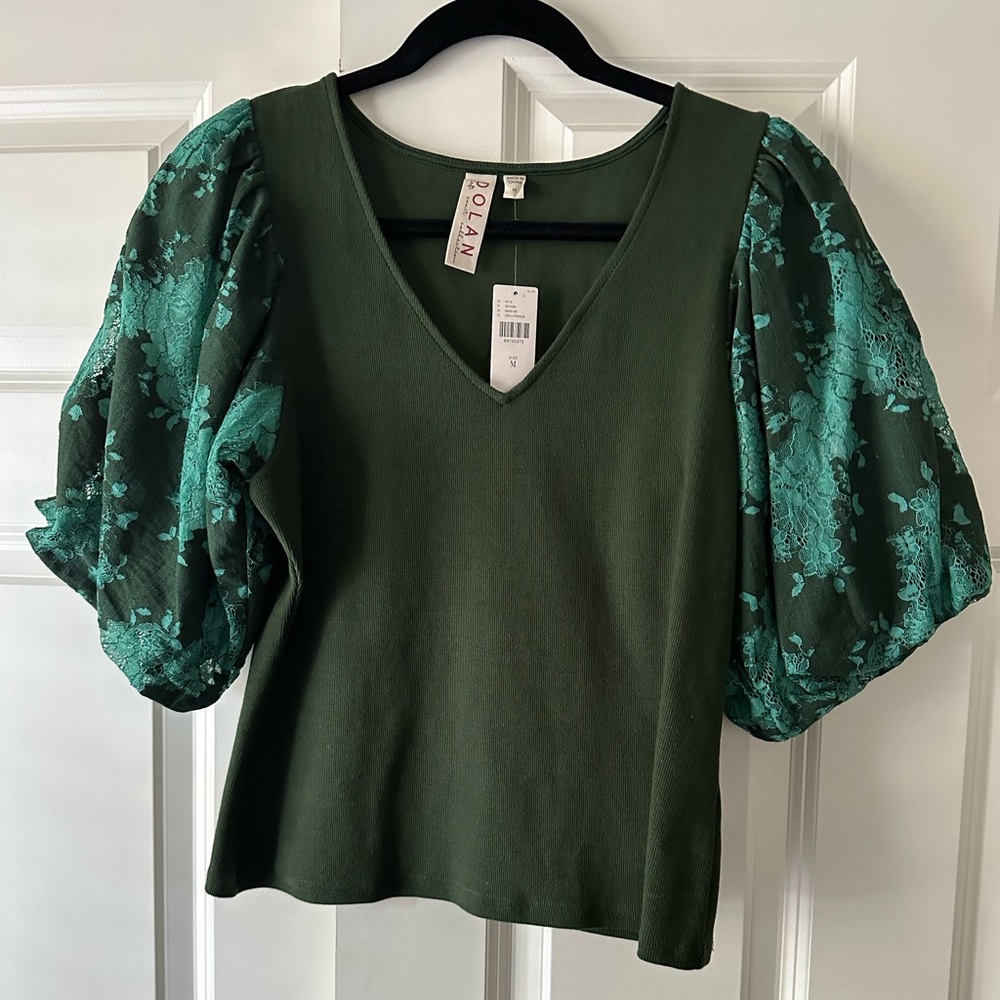 Anthropologie Green Dolan Puff Sleeve Sz Medium